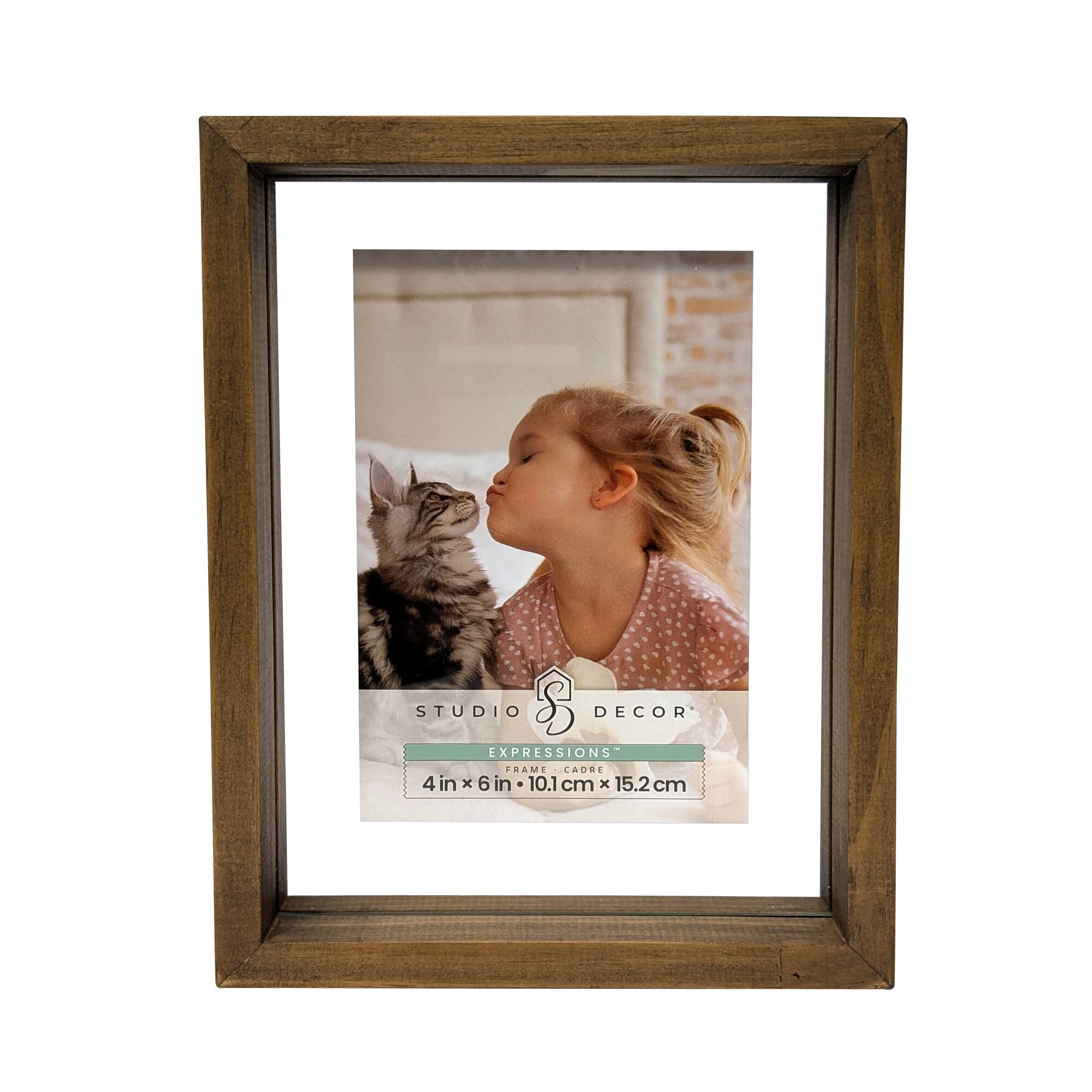 Expressions™ Brown Linear Wood Float Frame by Studio Décor